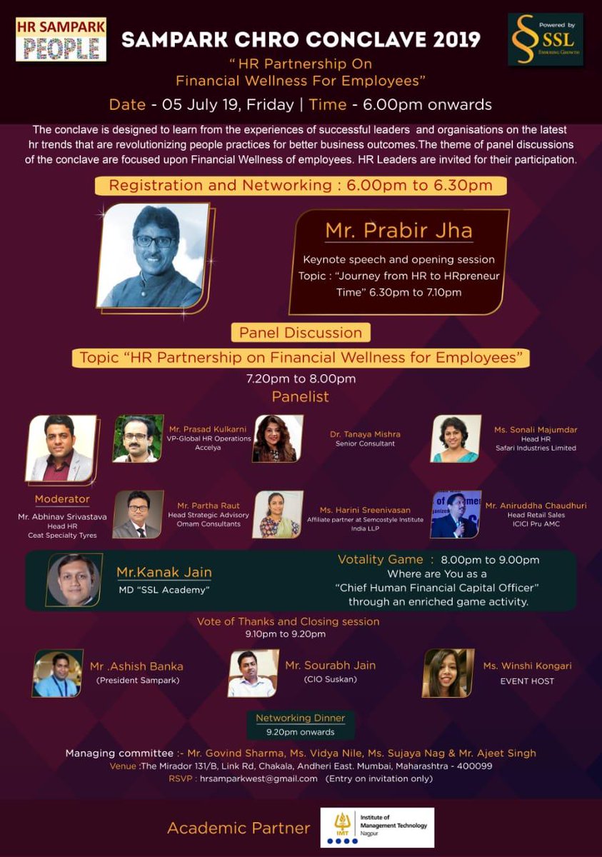 HrSampark's tweet photo. @AshishIhm2008 @hopegovind Presents the unique event..
#HRSAMPARK
#SAMPARKCHROCONCLAVE2019
@IMTNagpurECELL https://t.co/aWkjYYxgFJ