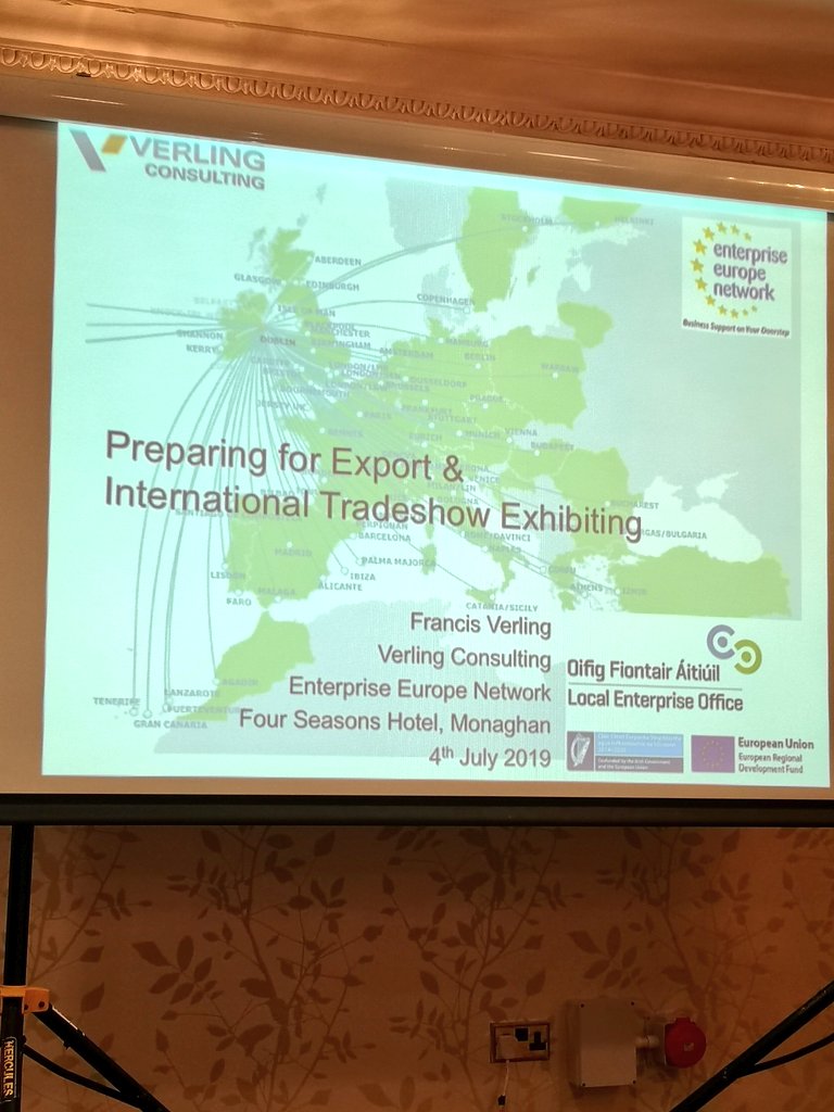 Head of Enterprise <a href="/DonegalLEO/">LEO Donegal</a> Michael Tunney opening this mornings regional #EENIreland in #Monaghan looking at opportunities to export into new markets #breakingintonewmarkets