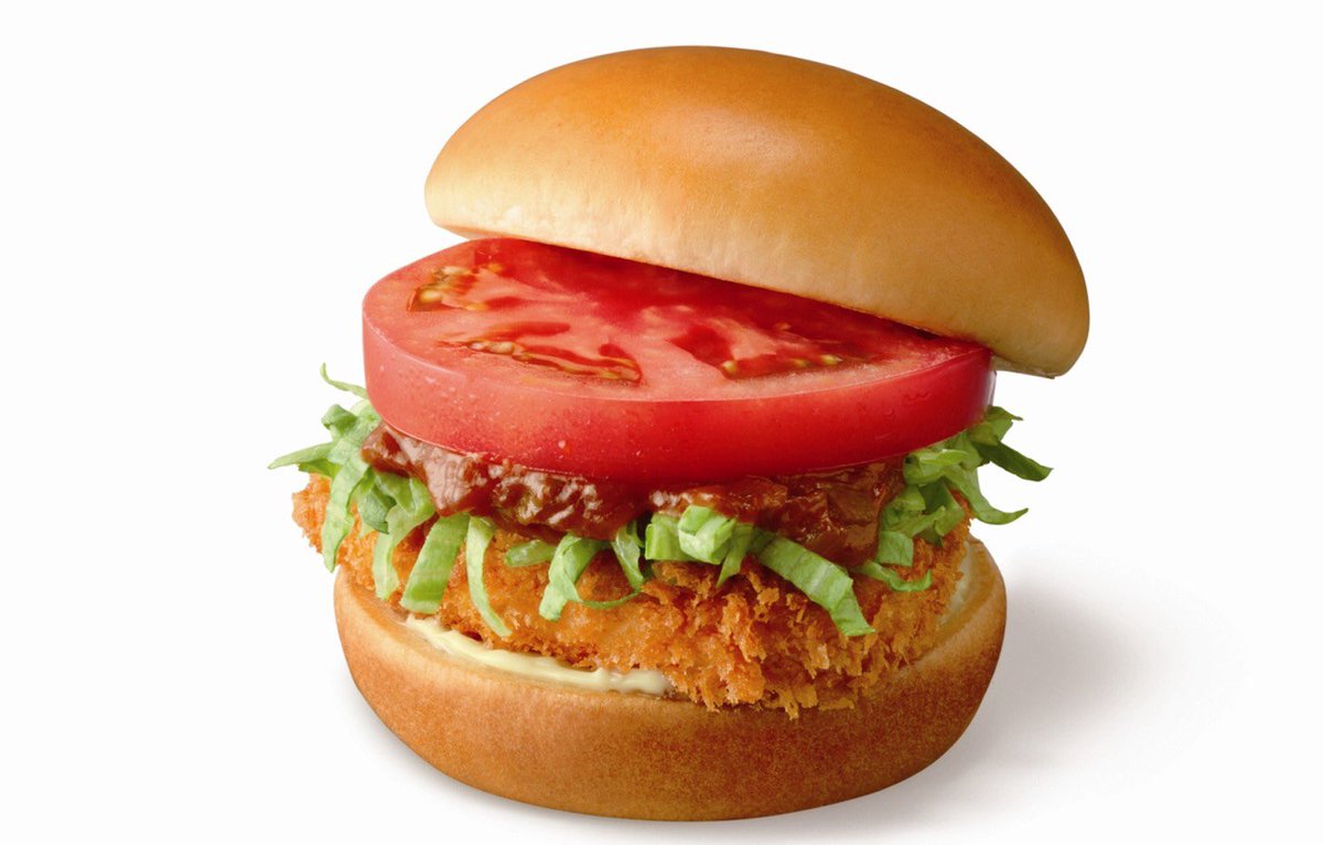 モスバーガー 1993年発売 ホットチキンバーガー サクッと揚げたチキンフライと細切りレタス オリジナルのホットソース そしてトマトをバンズでサンドしました 幾度か復刻しているのですが 時代によりスライストマト版と角切りトマト版がありました 現在