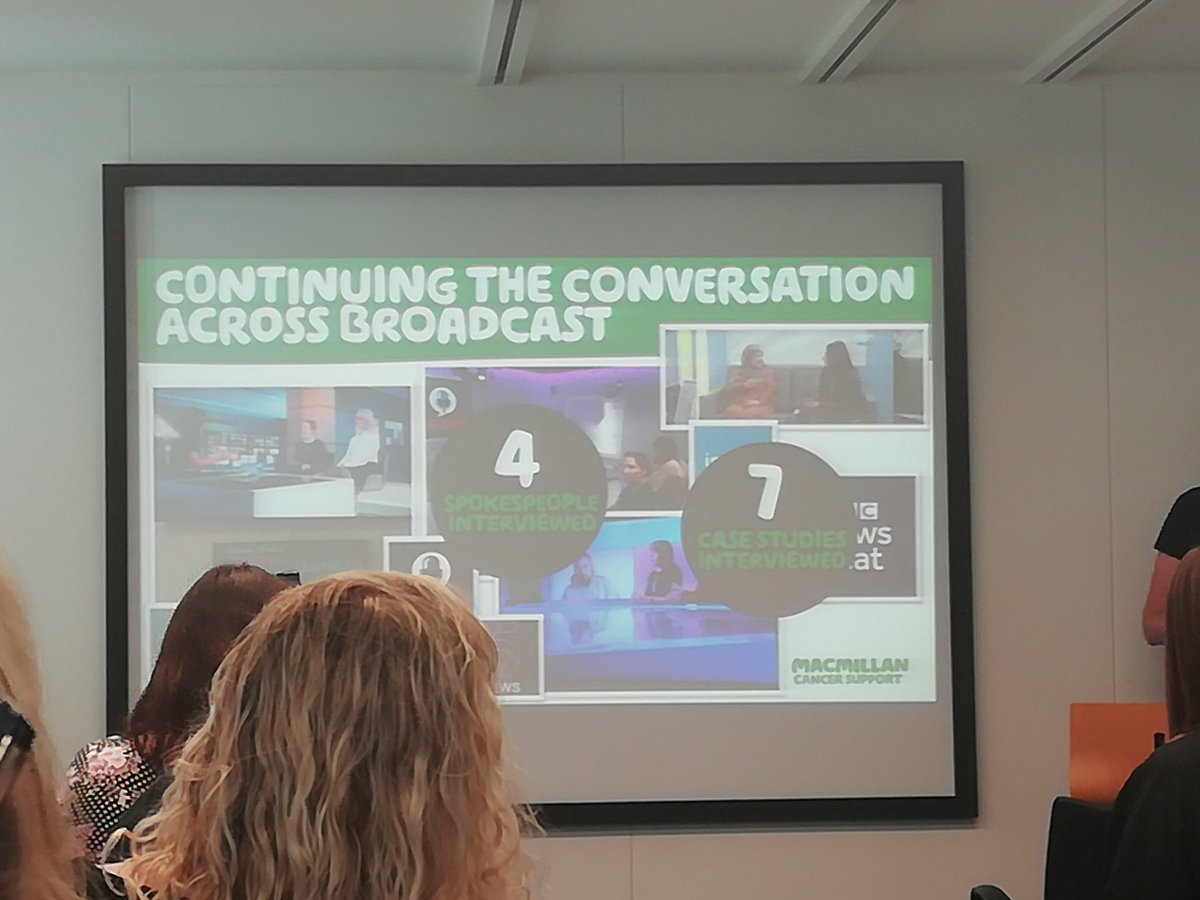 CharityComms's tweet photo. From launch PR through to ongoing conversations on social - how @macmillancancer's integrated media campaign around "Whatever cancer throws your way, we're right there with you" reached new audiences 
@crushfrth at #charityPR https://t.co/OuFlKrDboQ