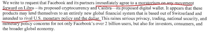 The opening paragraph from the US House of Representatives Committee for Financial Services says it all - my guess 50-50 chance Facebook @Libra_ will ever launch. financialservices.house.gov/uploadedfiles/…
