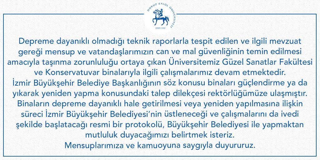 İzmir Büyükşehir Belediyesi'nin Dilekçesine İstinaden Kamuoyu Duyurusu