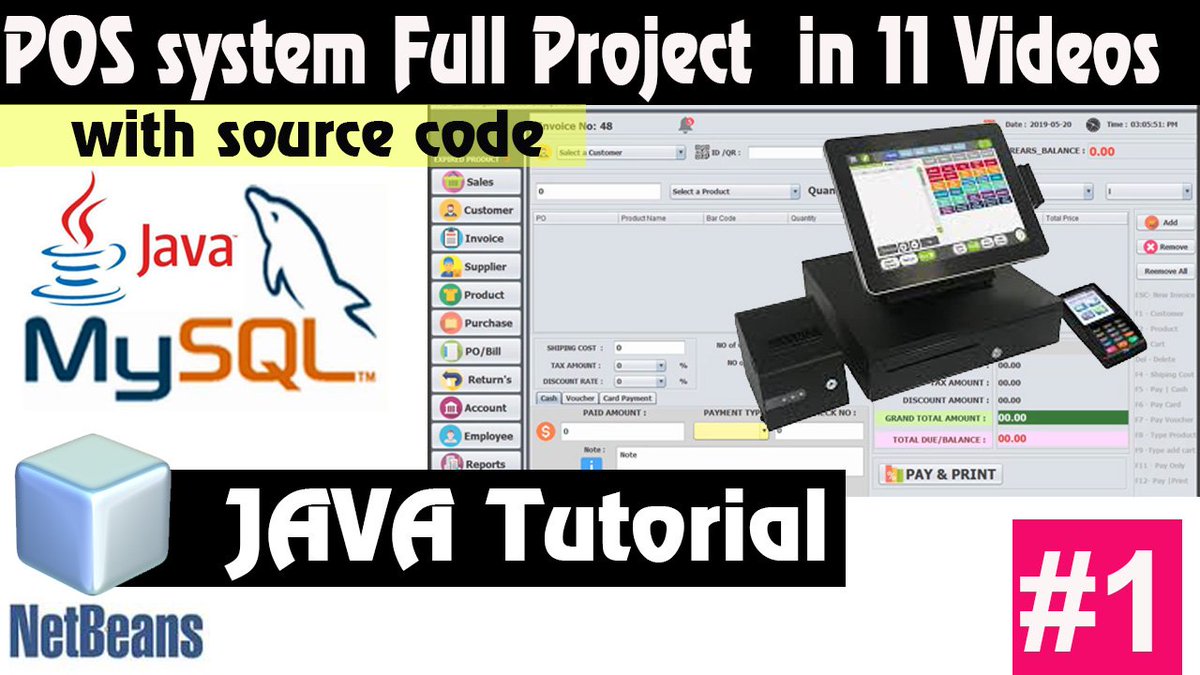 dappyoutube's tweet image. Java-MYSQL-NetBeans-POS -inventory System Full Project with Src code 11 videos
POS Project - java With SrcCode youtube.com/playlist?list=… via @YouTube
#javaTutorial #MYSQLtutorial #NetBeansTutorial #Tutorial #techinbox
#mysqlquery #javasrccode #javaProject