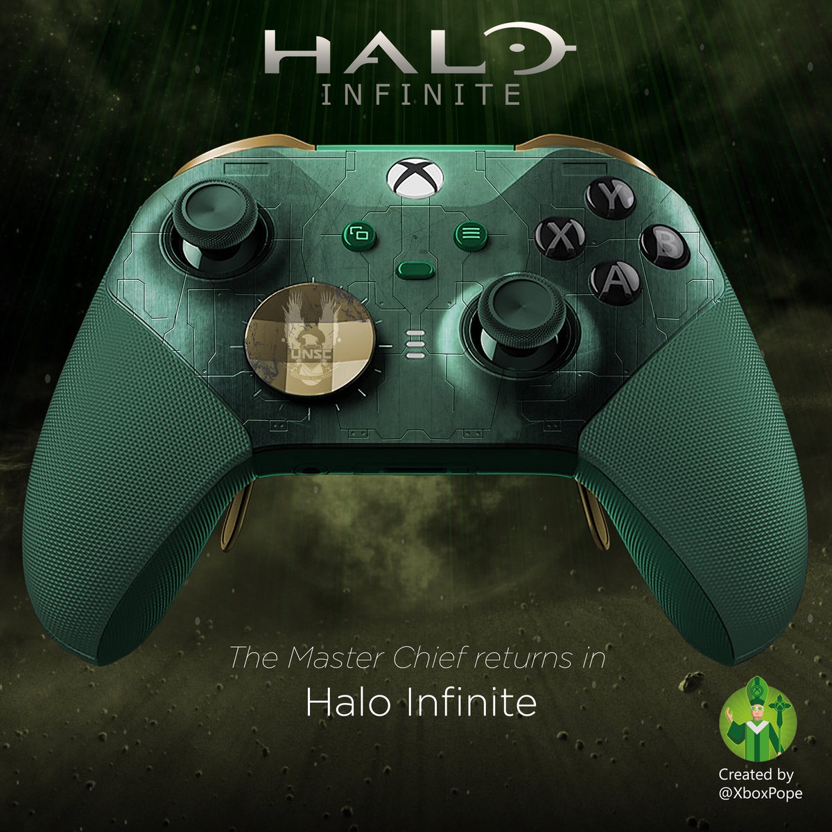 the xbox elite wireless controller series 2 is themed after master chief&ap...