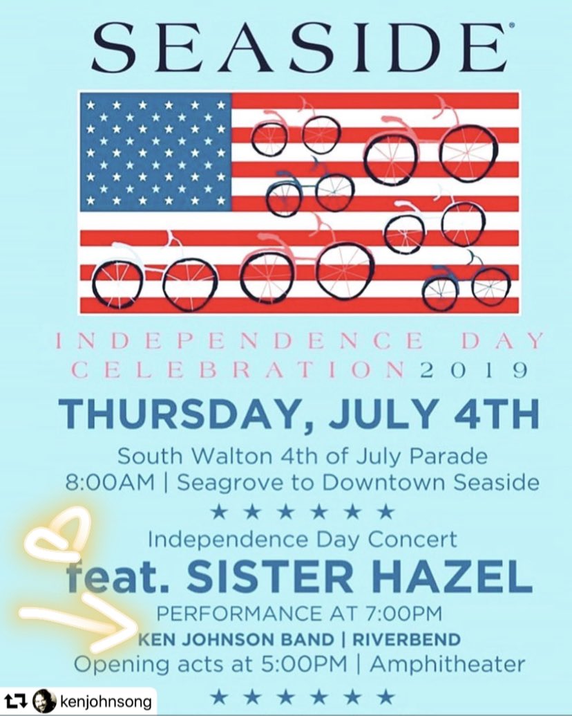 We’re opening up for Sister Hazel following Riverbend tonight at Seaside🎶 Happy Fourth of July!🇺🇸
#SeasideFL #Sowal #30A #SisterHazel #Riverbend #FourthOfJuly #IndependenceDay #USA #America #SeasideAmphitheater #LiveMusic #OutdoorConcert