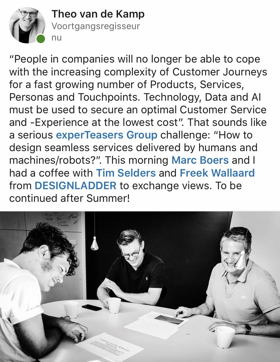 experTeasers's tweet image. This morning in Noordeloos... @MarcBoers @digitejo 

#customerjourney #personas #touchpoints #products #services #cx #customerexperience #designthinking #data #ai #technology #robots #experteasersgroup