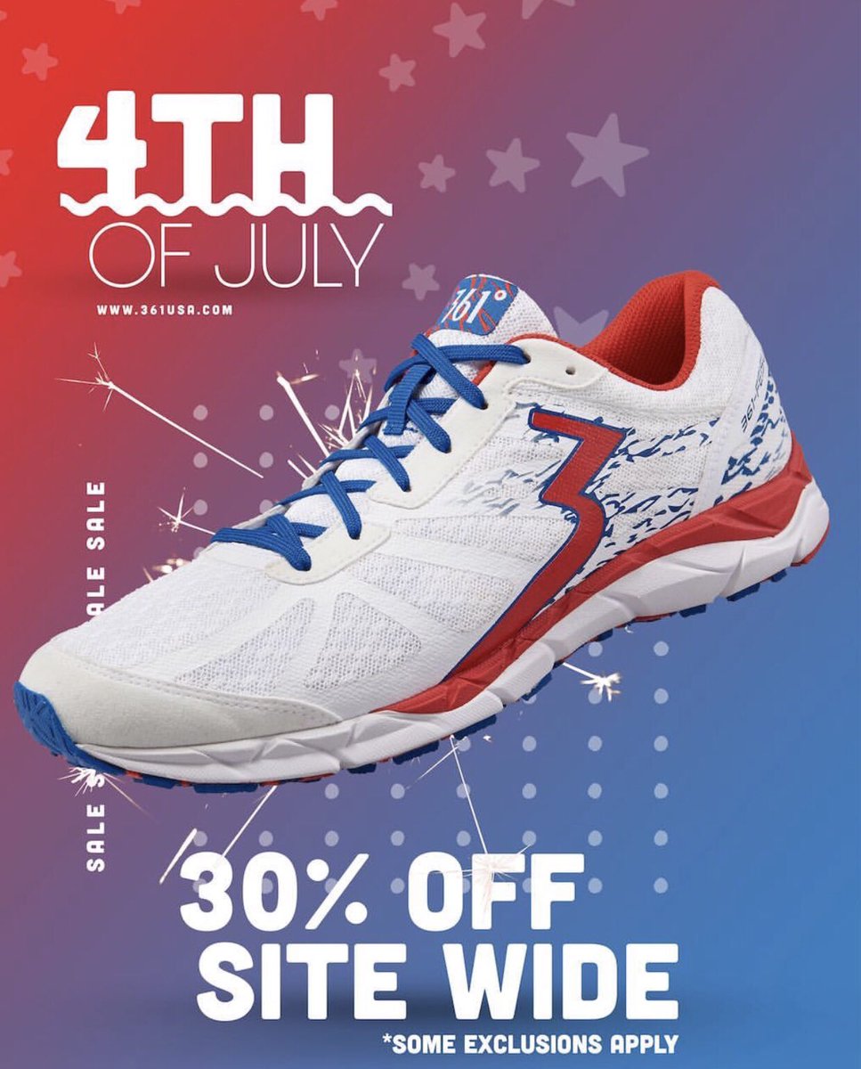 Celebrate America’s Birthday with 30% Off select 361 Degrees Shoes. No coupons necessary. Discount applied at checkout 🇺🇸🙌   

361usa.com/collections/in…