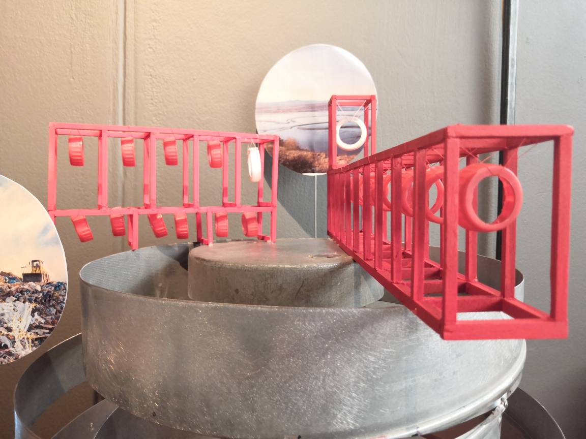 ItsBlairB's tweet photo. Come get wasted at @newdesigners stand FP80. Nadine Franz has responded to climate change through a temporary installation made out of 95% waste materials. #FP80 #ND19 #ComingToND https://t.co/QOJMu5SaL8