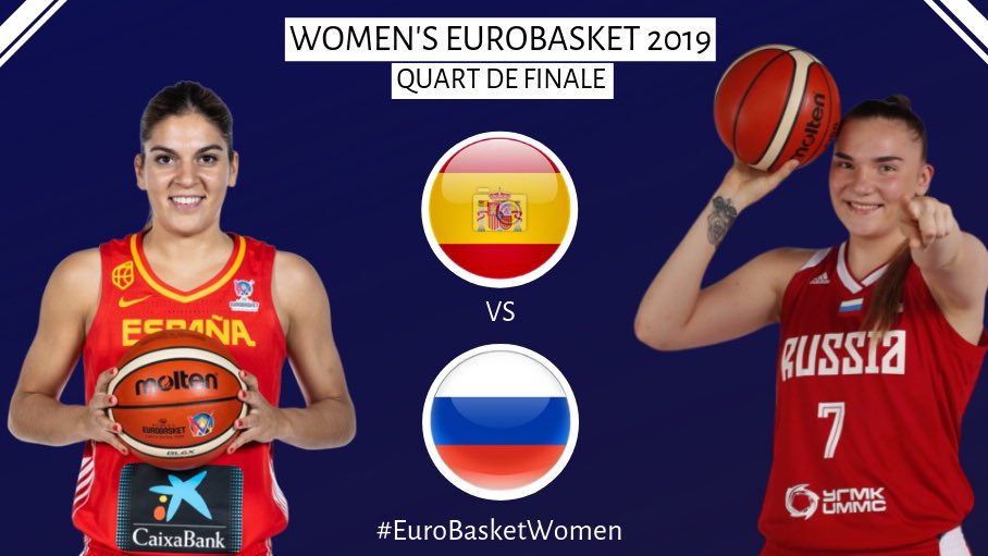 KillianVerove's tweet photo. #EuroBasketWomen19 - 1/4 de finale 🏀
L’Espagne domine la Russie sur le score de 78 à 54 !
⭐️ MVP - Astou Ndour
📊 24pts / 12reb / 32éval
👉🏻 En 1/2 finale, les espagnoles affronteront la Serbie ou la Suède
#ESPRUS #EuroBasketWomen https://t.co/o290Rz5AW9