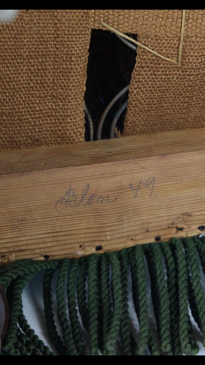 label_that's tweet photo. ATTIC FIND; Wonderful "never touched" Original Voyeuse Chair, signed Blom '49. 
Sometimes also called nursing chair, smoking chair.
#thatlabel #vintage #midcentury #atticfind #1stdibs #blom #signed #original #40s #fourties #specialitem #uniqueitem #unique #oneifakind https://t.co/1cpNsBTTvZ