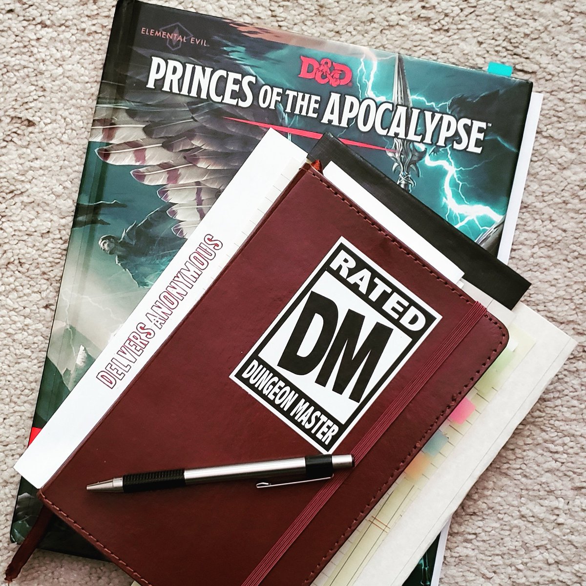 DM_Kirk's tweet photo. Now... where were we?! π
Breaking out the #campaign notes to refresh my memory. My #DelversAnonymous haven't played since May... that'll soon change. π
#letsplay #DungeonsandDragons #dnd5e #HappyDM #DnD #goodtimes #letsdothis #PotA #elementalevil #rollinititive https://t.co/pKvPUDsWVg