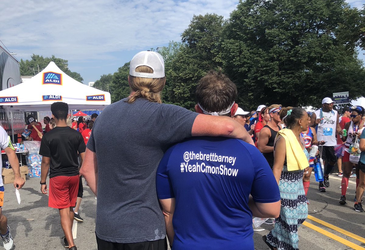 thebrettbarney's tweet photo. Another #PeachtreeRoadRace in the books! @SouthsideSteve #YeahCmonShow https://t.co/pKaMvKiDv5