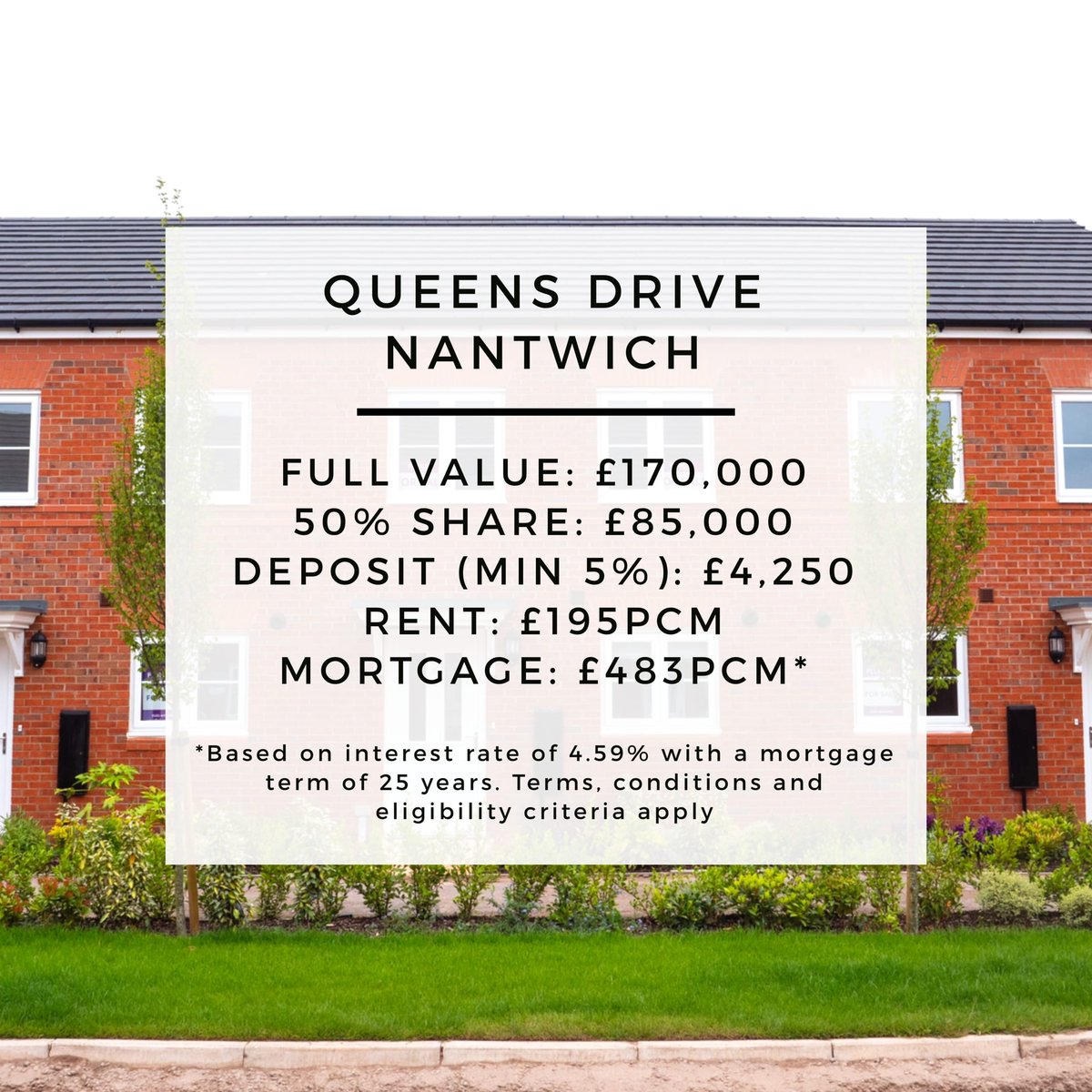 Step onto the #propertyladder with #sharedownership at Queens Drive in the idyllic town of #Nantwich #Cheshire. 🏡

✔️ Lower monthly costs vs privately renting
✔️ Lower deposits

Visit our website to find out more 👉 ow.ly/tdKu50uOjhu