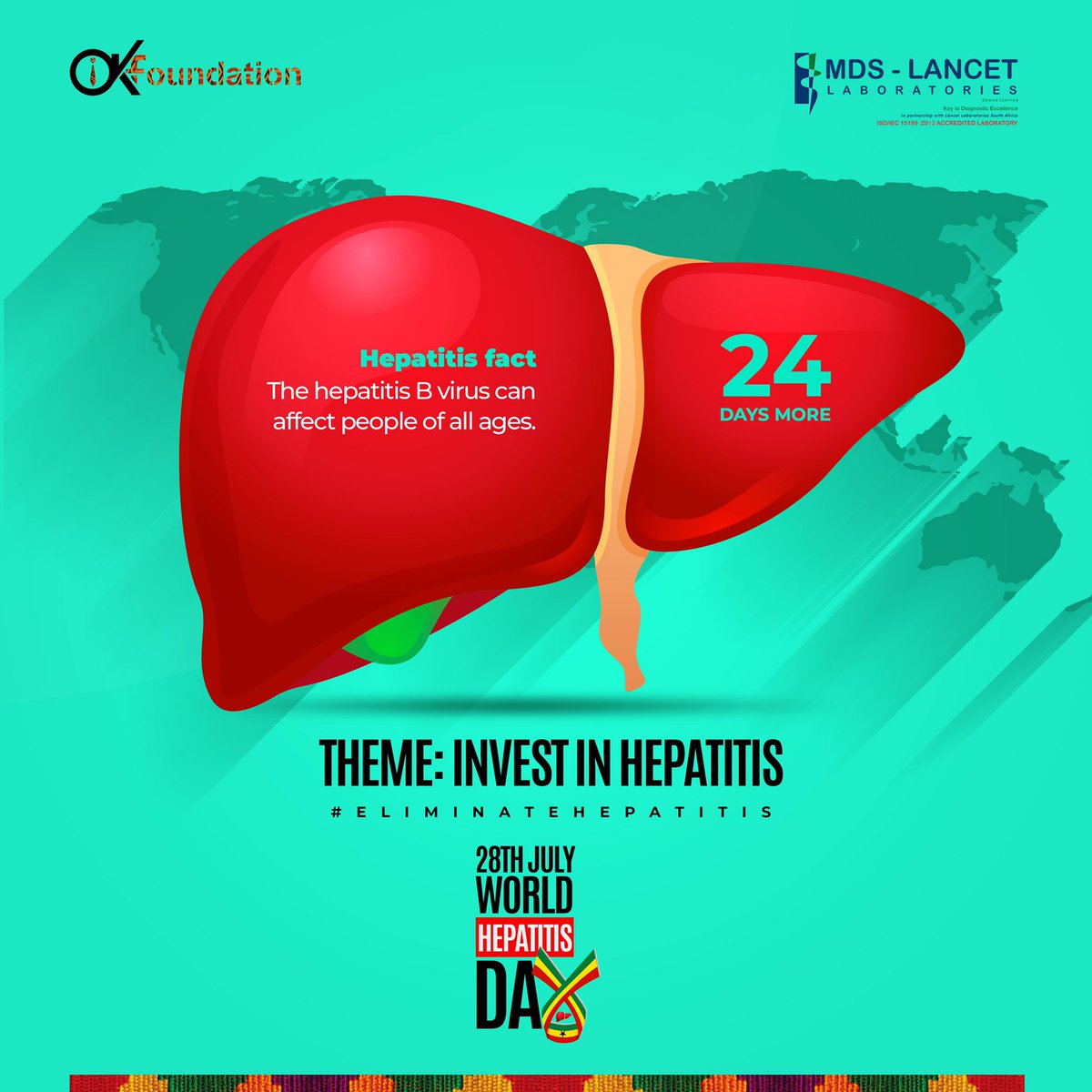 Okyeamekwame's tweet photo. HEPATITIS FACT :
The Hepatitis B Virus can affect people of all ages
#24DaysMore #eliminatehepatitis #investinhepatitis #mdslancetlaboratories #worldhepatitisday2019 @worldhepatitisalliance
#OKfoundation #health https://t.co/9OcrMREBpr