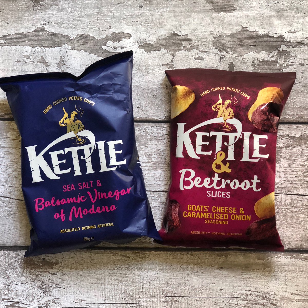 sewgfree's tweet photo. We are just loving these @KETTLEChipsUK crisps at the moment. My child likes the balsamic vinegar ones &amp; I’m enjoying the beetroot slices. Never in my life did I expect to eat beetroot as an adult &amp; I certainly didn’t think I’d be wishing there were more in there! #gfcrisps https://t.co/bomGFYXLFy