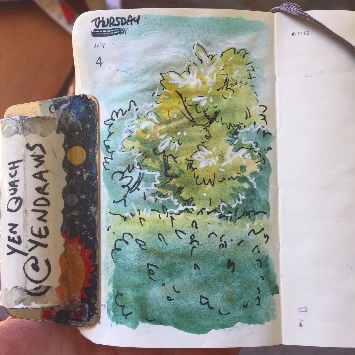 Verdant Yellow #illustration #draweveryday #ded2019 #wwcm #worldwatercolormonth #moleskine #watercolor #observationaldrawing