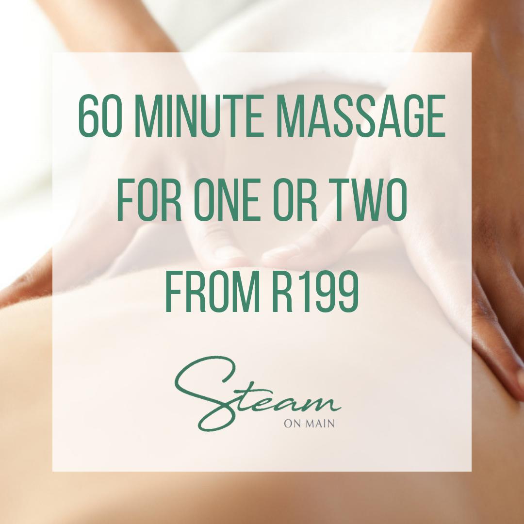 Steam on Main (@steamonmain) on Twitter photo 60-minute massage for one or two via <a href="/daddysdeals/">Daddy's Deals</a>
Book here: bit.ly/2YvXRix
T&C's apply.
#SteamOnMain #SugarLuxuryHotel #Spa #SpaTreatments #GreenPoint #CapeTown #SouthAfrica #Massage #MassageTherapy #MassageTherapist #MassageEnvy #Special #SpaDay 60-minute massage for one or two via <a href="/daddysdeals/">Daddy's Deals</a>
Book here: bit.ly/2YvXRix
T&C's apply.
#SteamOnMain #SugarLuxuryHotel #Spa #SpaTreatments #GreenPoint #CapeTown #SouthAfrica #Massage #MassageTherapy #MassageTherapist #MassageEnvy #Special #SpaDay