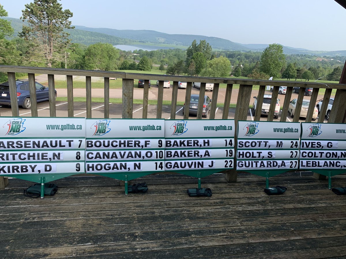 Here are our leaders heading into the 2019 NB Junior Championship happening at <a href="/HamptonGolfNB/">Hampton Golf Course</a>. By the end of today we will have new provincial champions and Team NB members will be selected for <a href="/GolfCanada/">Golf Canada</a> National Championships! Good luck and play well! #growingthegame