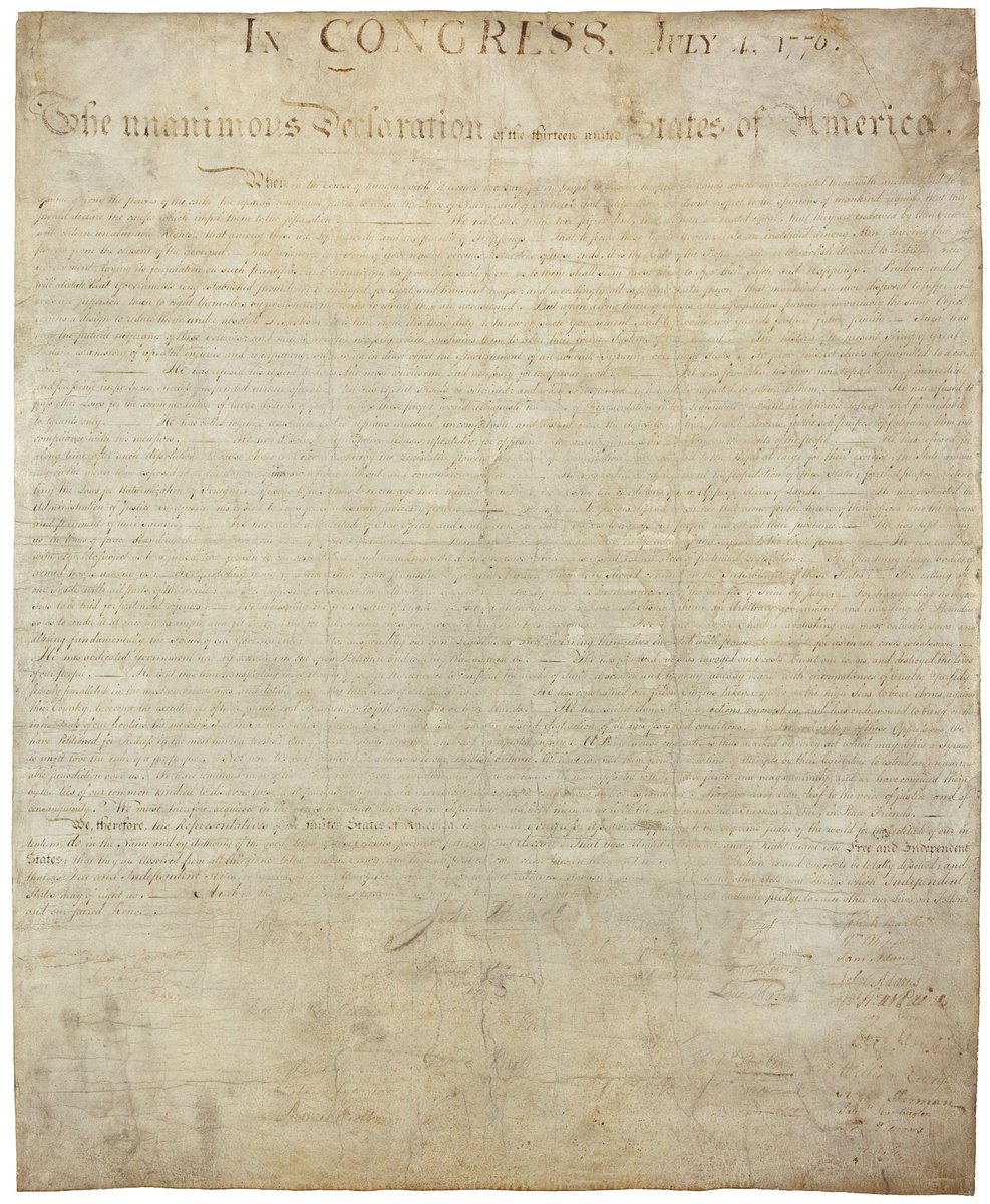 The #DeclarationofIndependence was *not* signed on #July4th. Signing of the engrossed parchment began on August 2, 1776. Signatures were added in state order, from north to south (New Hampshire through Georgia), and from right to left on the parchment.

declaration.fas.harvard.edu/blog/signing