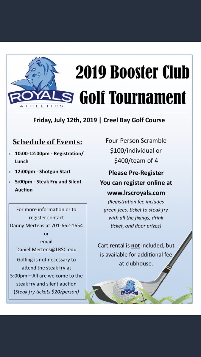 Remember next Friday!!  Lake Region State College taking over Creel Bay Golf Course!!  Be there!!