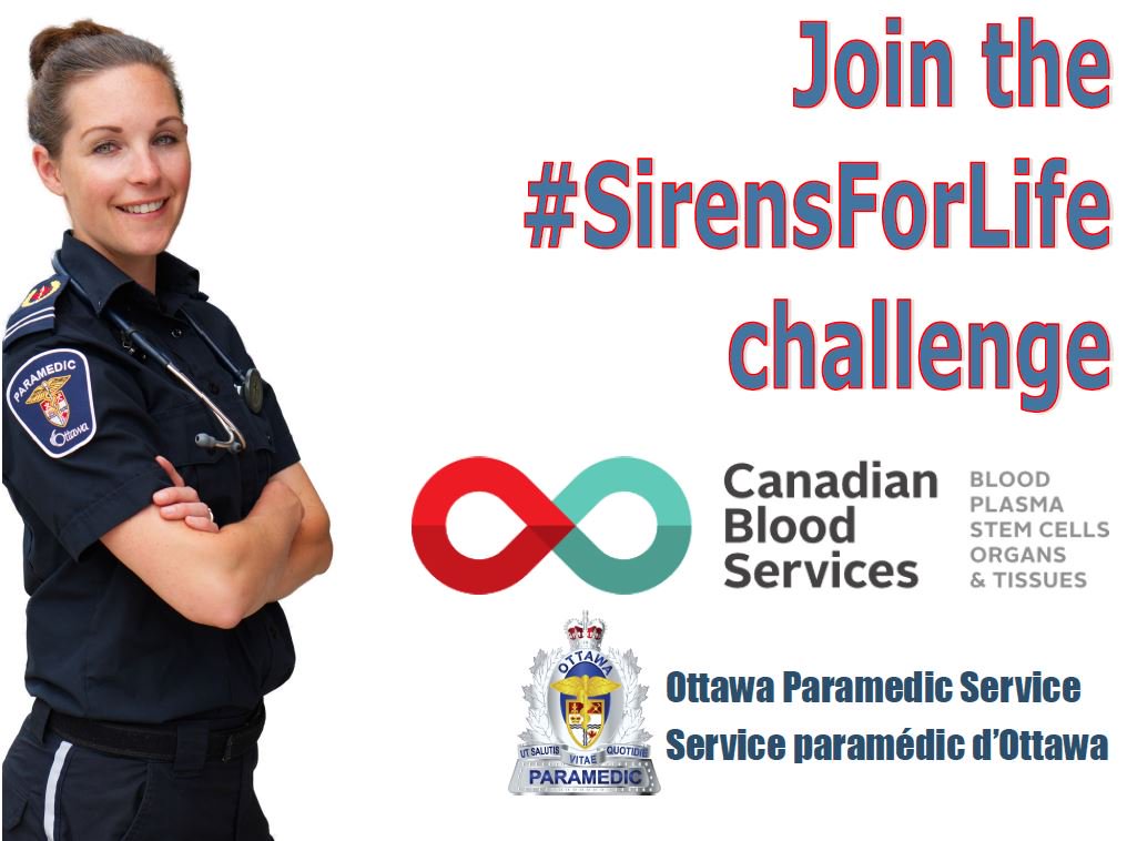 This morning we will be at @CTVOttMornLive to kick-off the #SirenForLife Campaign with <a href="/OttFire/">Ottawa Fire Services</a> and <a href="/OttawaPolice/">Ottawa Police</a>.  We are proud to have enter a pledge to support the important task of giving blood which saves lives everyday.