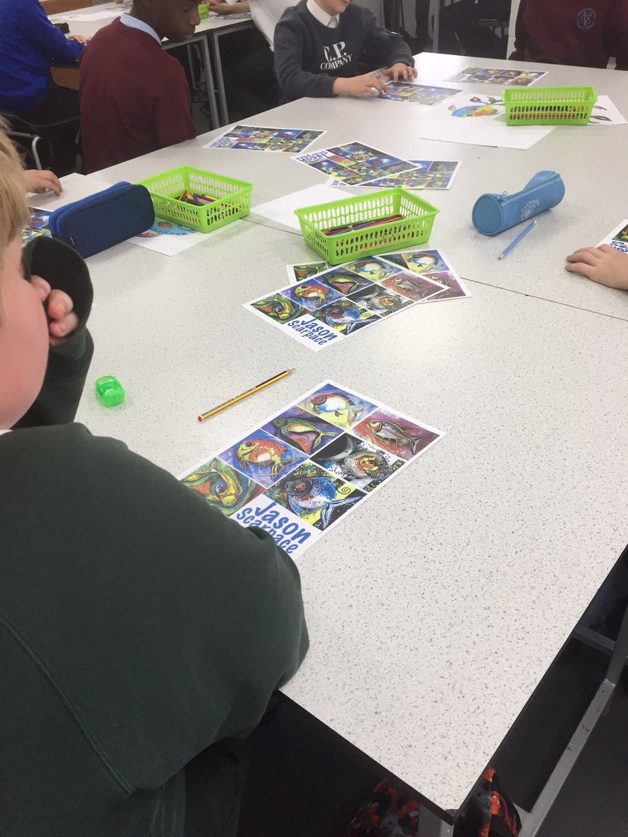 AudenshawSchool's tweet photo. Now it time for Art!! Our students will be creating their own Jason Scarpace sea life drawings. #FabFish #Art #Pattern π ππ¨ https://t.co/nuiv7G1gUt