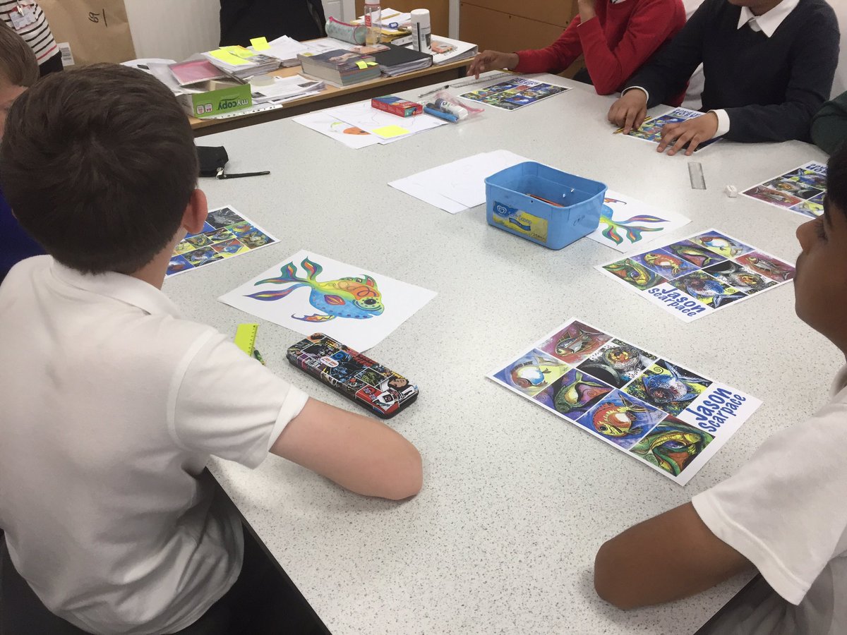 AudenshawSchool's tweet photo. Now it time for Art!! Our students will be creating their own Jason Scarpace sea life drawings. #FabFish #Art #Pattern π ππ¨ https://t.co/nuiv7G1gUt