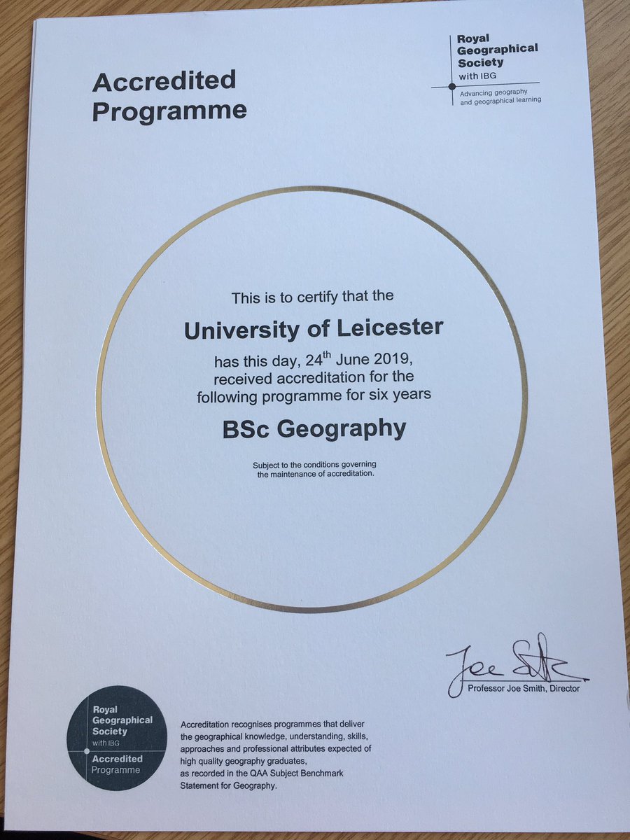 LeicesterGeog's tweet photo. We are @RGS_IBG accredited for the next 6 years on BA and BSc Geography courses. We deliver programmes with the right knowledge, skills, understanding and approaches needed to produce high quality graduates! We already knew that but now we have shiny certificates to prove it! 🎉 https://t.co/LQ6L6zaDtY