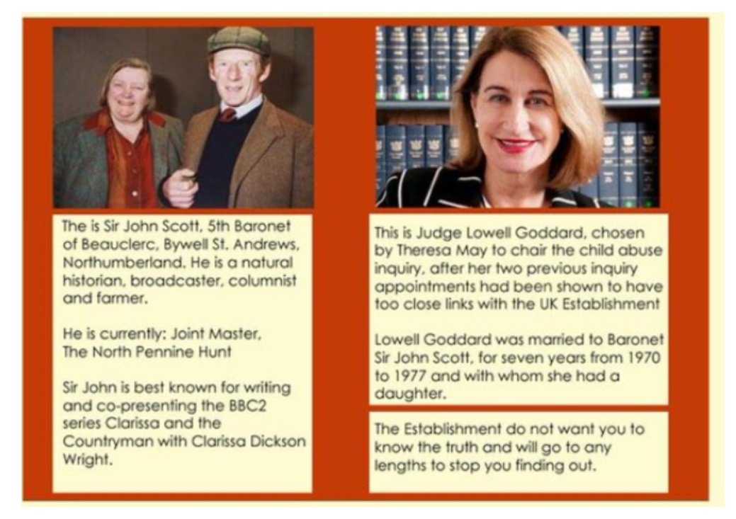 Clarissa Dickson, pictured below with good friend and colleague Sir Johnny Scott, father of Rebecca Scott and ex-husband of former IICSA chair Lowell Goddard, was also close to the Duke of Hamilton, a close friend of alleged paedophile Raymond Morris Fraser QC.