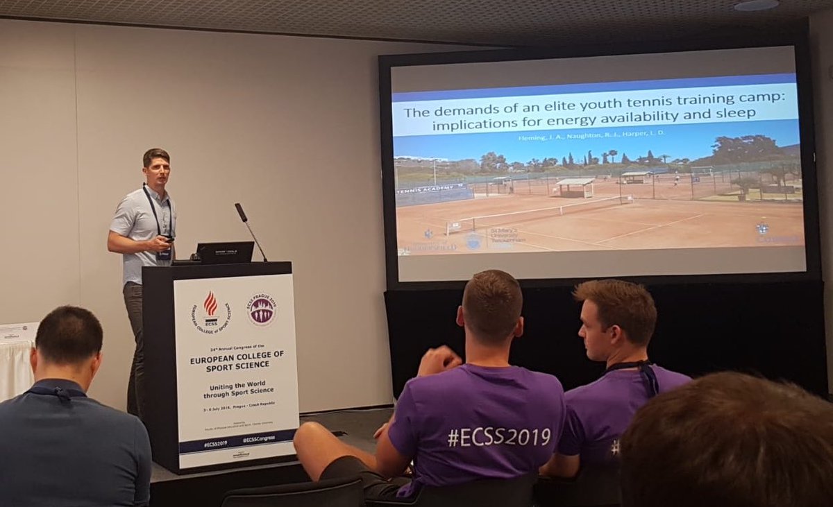 Great experience presenting some of my PhD data yesterday @ECSSCongress. Excited to get it written up now and begin thinking about the follow up study @HuddersfieldUni @StMarysSHAS #tennis 🎾 #RED-S #youthsport