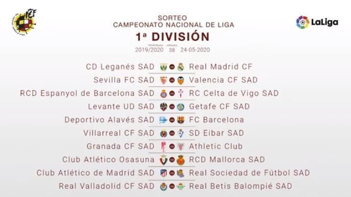 Official | Last LaLiga Week that will end 24/5/2020
