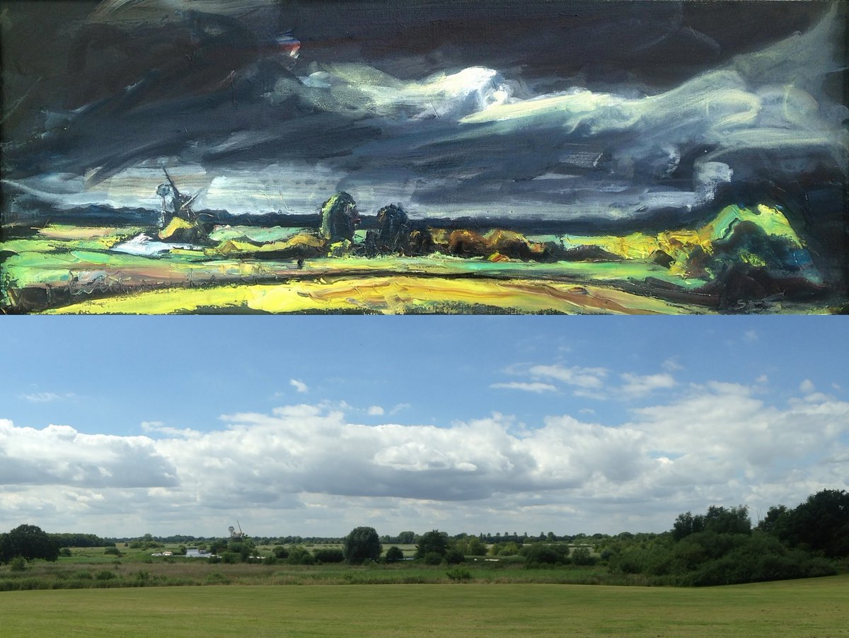 susanisaac's tweet photo. My painting &amp; view from yesterday at How Hill on the #NorfolkBroads for @paintoutnorfolk.
#susanisaac #susanisaacartist #art #painting #landscapeart #landscapeartist #pleinair #enpleinair #enpleinairpainting #howhill #windmill #eastanglia #Norfolkart #paintoutnorfolk https://t.co/SN34MAwdb8