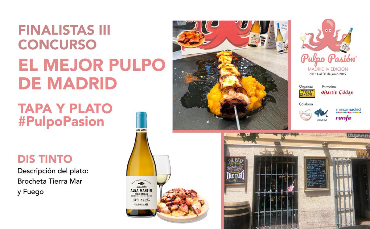 pulpopasion's tweet image. Ésta fue la propuesta de #DisTinto y con ella han alcanzado la fase final de #PulpoPasion 2019. 
Enhorabuena y mucha suerte en esta etapa! Nivelazo!!
#AlbaMartin @BodMartinCodax