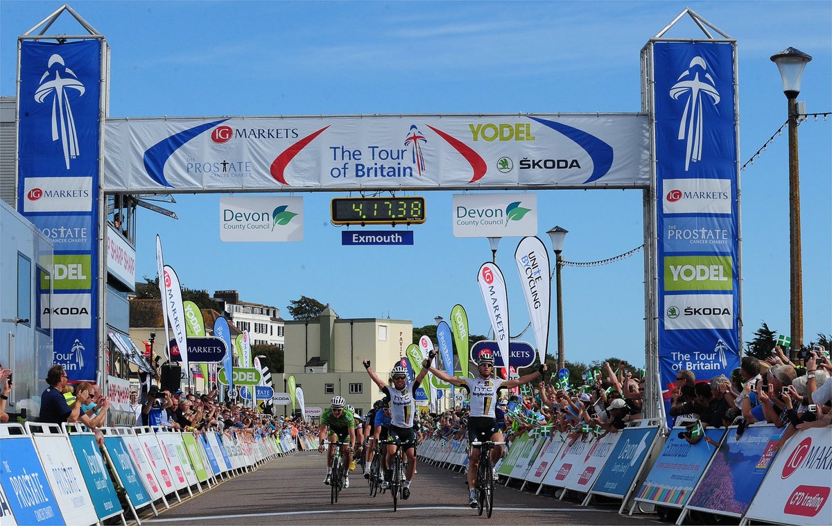 Best wishes and good luck to <a href="/Mark_Renshaw/">Mark Renshaw</a> - sad to hear the announcement of plans to retire at the end of this season, but what an amazing career. We were honoured to witness one of his <a href="/TourofBritain/">Lloyds Tour of Britain</a> stage wins -  in Exmouth in 2011. #TourofBritain #CycleDevon #MarkRenshaw