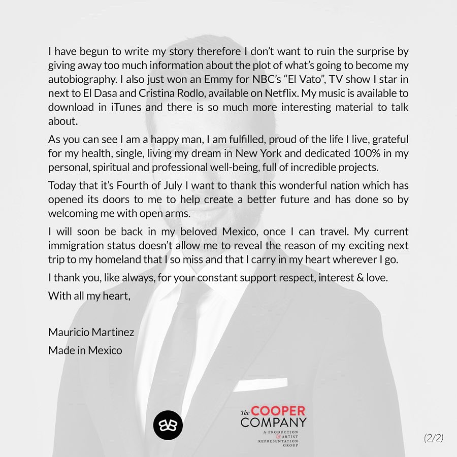 martinezmau's tweet photo. Here are some answers to my friends from the press in Mexico, the US and Latin America that have reached out to me &amp; my offices in the past few days. All is good. Cancer free &amp; living my dream. LOTS OF PROJECTS. Onward &amp; forward! Grateful &amp; excited! Booked &amp; blessed. 
Love, Mau https://t.co/8JwSuZTZKb