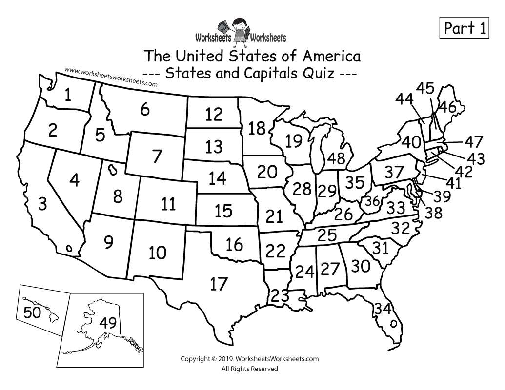 50 States Quiz Printable Free
