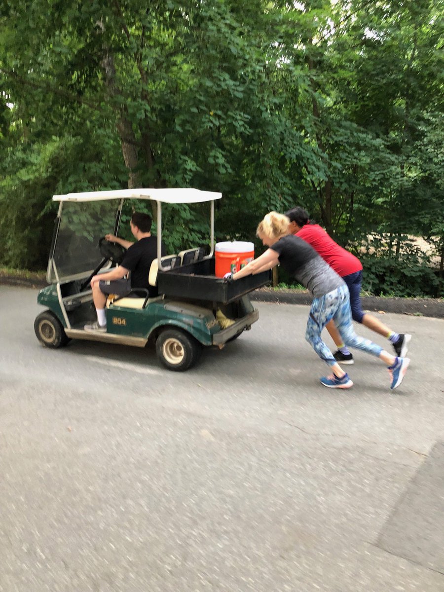 LandonStrength's tweet image. #IndependeceDayPush Former Landon parents in morning fitness class pushing golf cart up hill. #Happy4thofJuly