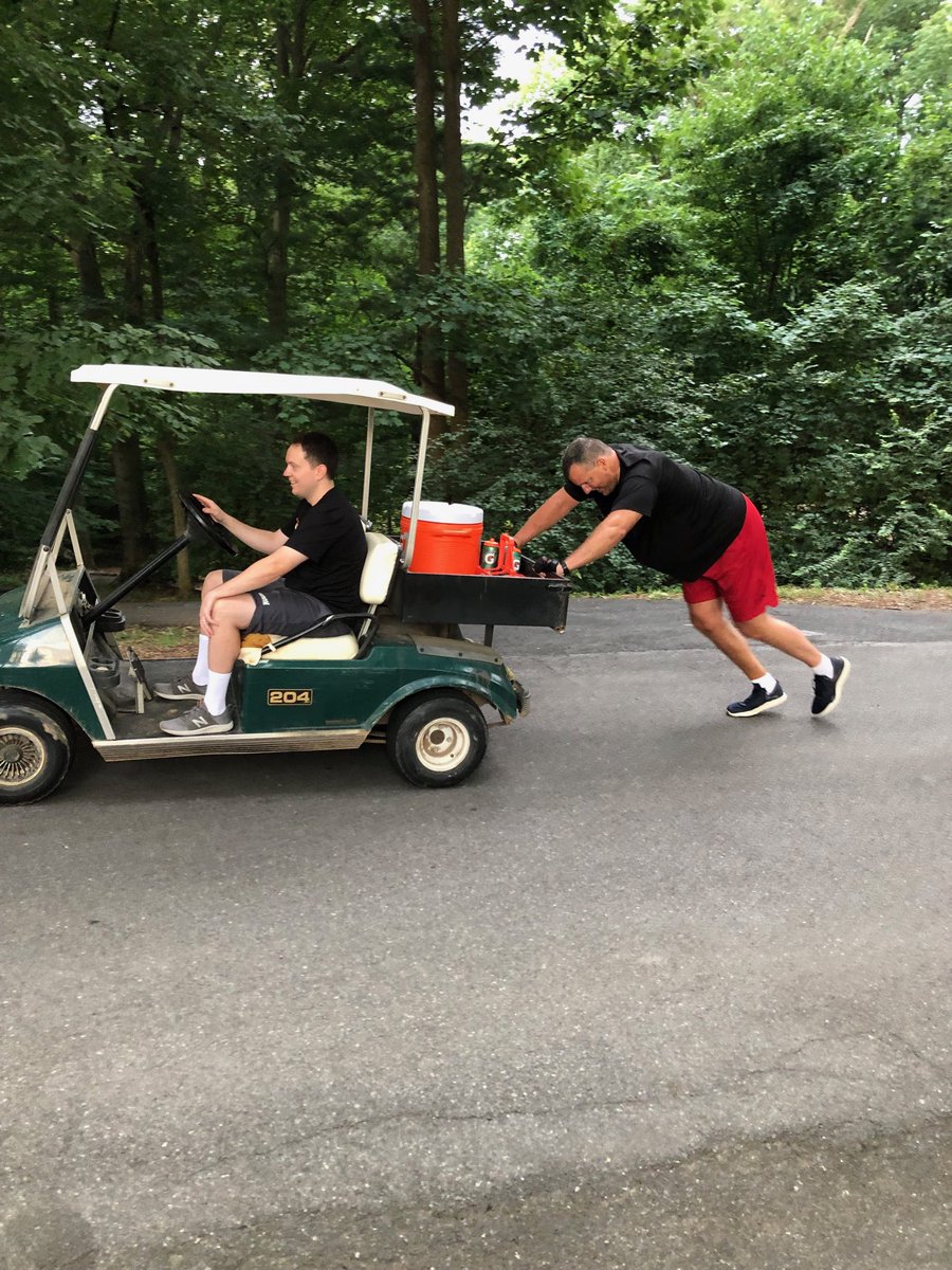 LandonStrength's tweet image. #IndependeceDayPush Former Landon parents in morning fitness class pushing golf cart up hill. #Happy4thofJuly