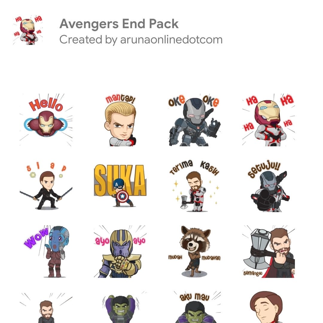 Aruna Jr On Twitter Avengers End Game Whatsapp Sticker Pack