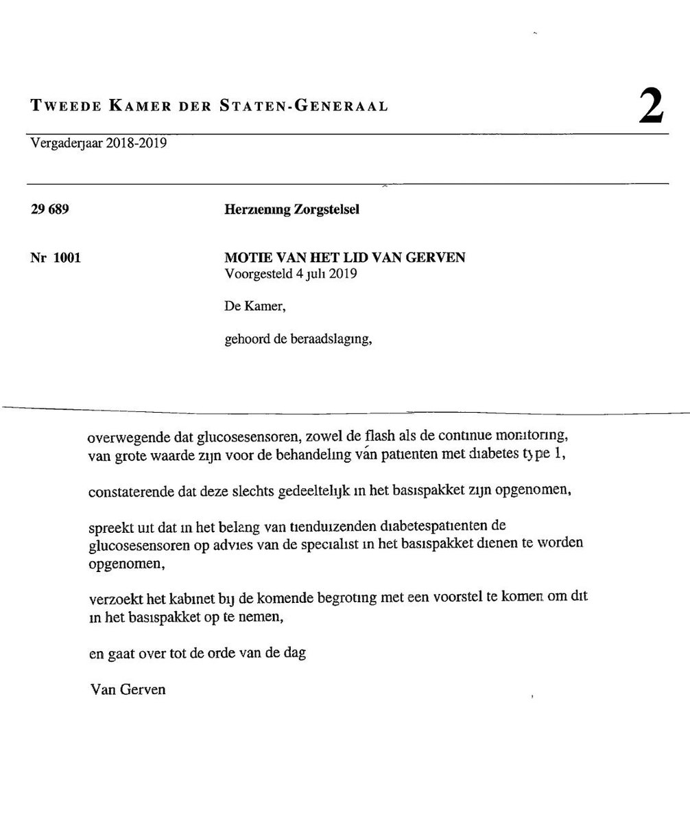 OriettaKoster's tweet image. Deze motie diende @HenkvGerven vandaag in. Vannacht (ja, echt) wordt er over gestemd. 

Zou er binnenkort #sensorvergoeding komen voor iedereen met #diabetestype1 die een #glucosesensor nodig heeft?
