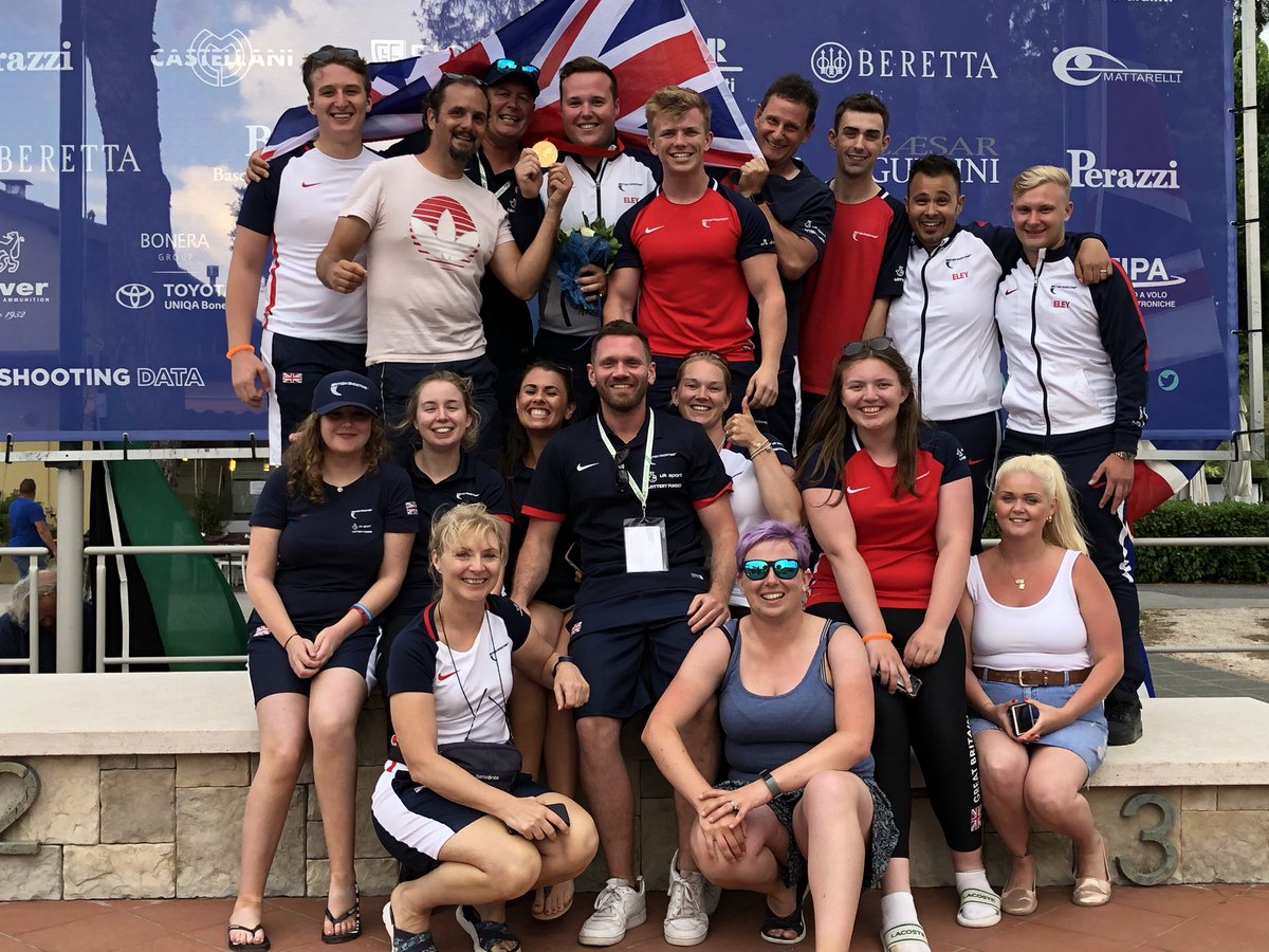 Yesterday, Matt Coward Holley became GB’s first ever Olympic Trap World Champion and won Team Bronze along with Aaron Heading &amp; Nathan Hales. Today he’s back in action in the mixed pairs event with Kirsty Barr. 
Top few days for GB out in Lonato 🇬🇧🇬🇧🇬🇧 @ISSF_Shooting #IGoBeyond