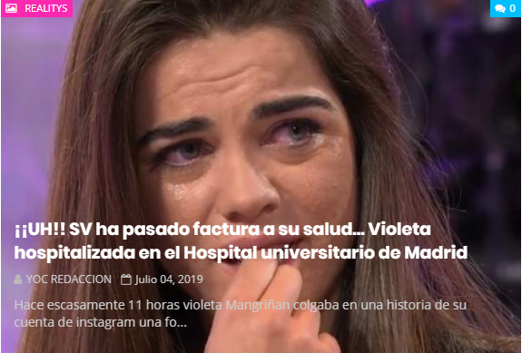 corazonVIP2's tweet image. ¡¡UH!! SV ha pasado factura a su salud... Violeta hospitalizada en el Hospital universitario de Madrid

LEE LA NOTICIA AQUI

extra-vip.blogspot.com/2019/07/YOC4.h…