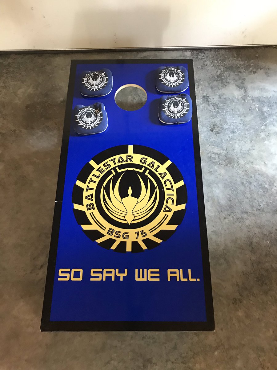 DLGeiken's tweet photo. Cornhole bags games at my #July4th party you are either Federation or Colonial!  #StarTrek #BSG #LLAP #SSWA https://t.co/NUGRarsDCn
