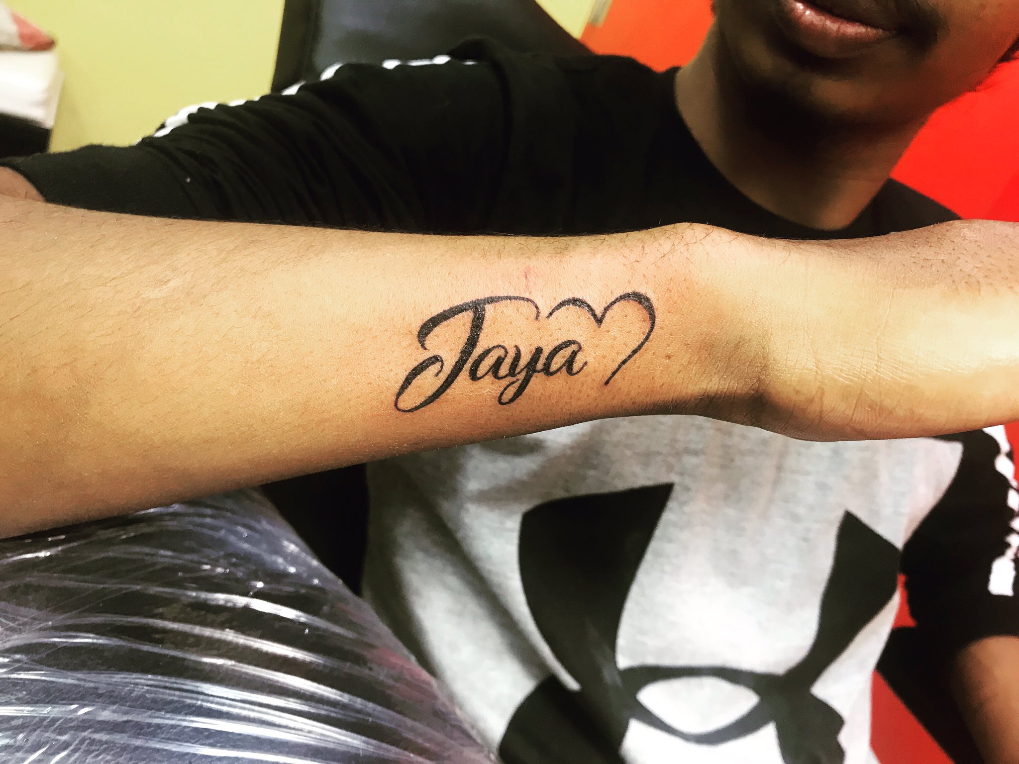 Couple name tattoo karan jaya tattoo couplegoals coupletattoos  nametattoo tattooed heart hearttattoo palanpur banaskantha  Instagram