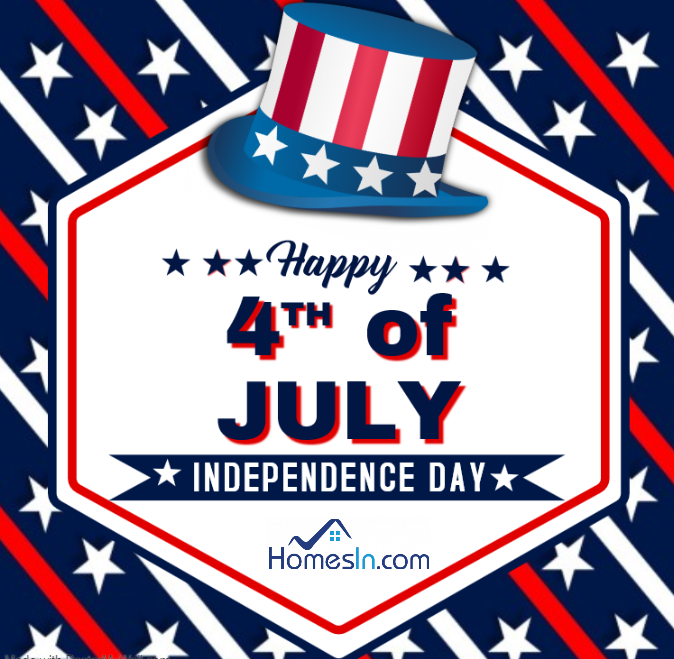 HomesIn's tweet photo. Have a happy and safe Independence Day! #IndependenceDay #July4th #4thOfJuly #Homesin https://t.co/ya6o7gVYb9