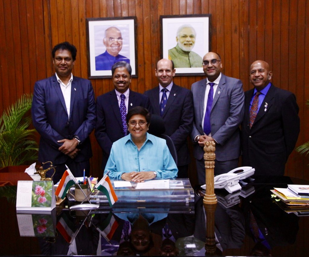A delegation of Active Educators led by <a href="/drkkr/">Dr.KKR</a> called on Hon’ble LG <a href="/thekiranbedi/">Kiran Bedi</a> today at Raj Nivas. 
 Various matters of professional and mutual interest including Hon’ble PM’s #JalShaktiAbhiyan , Sustainable solutions &amp; Raj Nivas leadership ideas came under discussion.