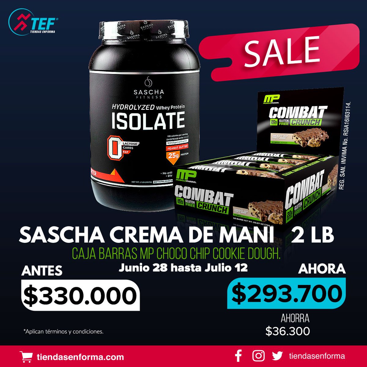 TiendasEnforma's tweet photo. ¡Este súper combo de Sasha Fitness y barras Combat de MP te encantará! 😀Encuéntrala en nuestra página web https://t.co/y6IB51qZos. Tus objetivos deportivos más cerca con #TEF 💪 #FelizJueves #nutricion #market #legalesyoriginales https://t.co/HGFWop7LOn