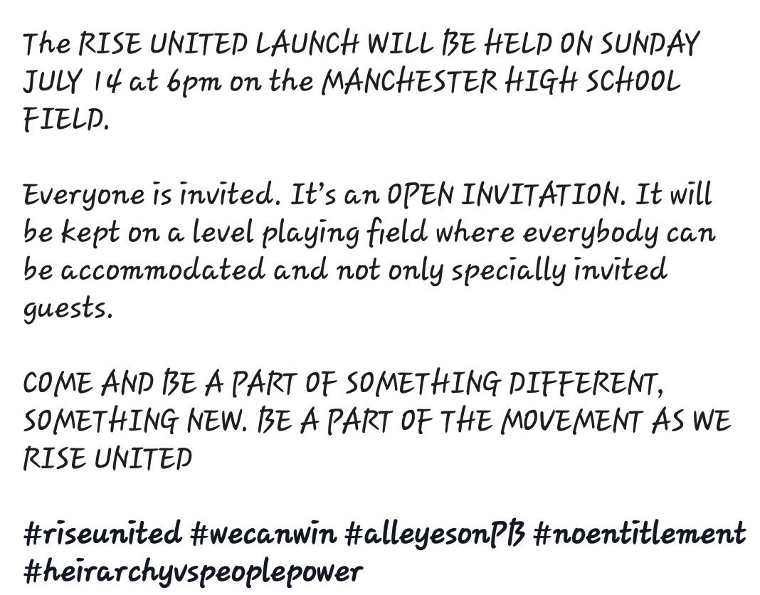 #RiseUnited #WeCanWin #July14 #ManchesterHigh #CampaignLaunch
