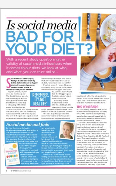 Do you want to know one clever secret to losing weight and keeping it off? Try a social media audit. Dr Meg Arroll explains all in this <a href="/WomanMagazine/">Woman Magazine</a> #diet special #weightloss #dietsuccess #dietadvice #dietexpert