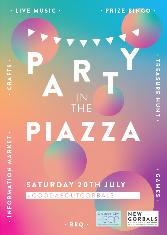 Join us on Saturday 20th July, 12-3pm for an afternoon of fun activities to mark the transformation of the former Sandiefield flats site.  Information zone, street games, arts and crafts plus much more!